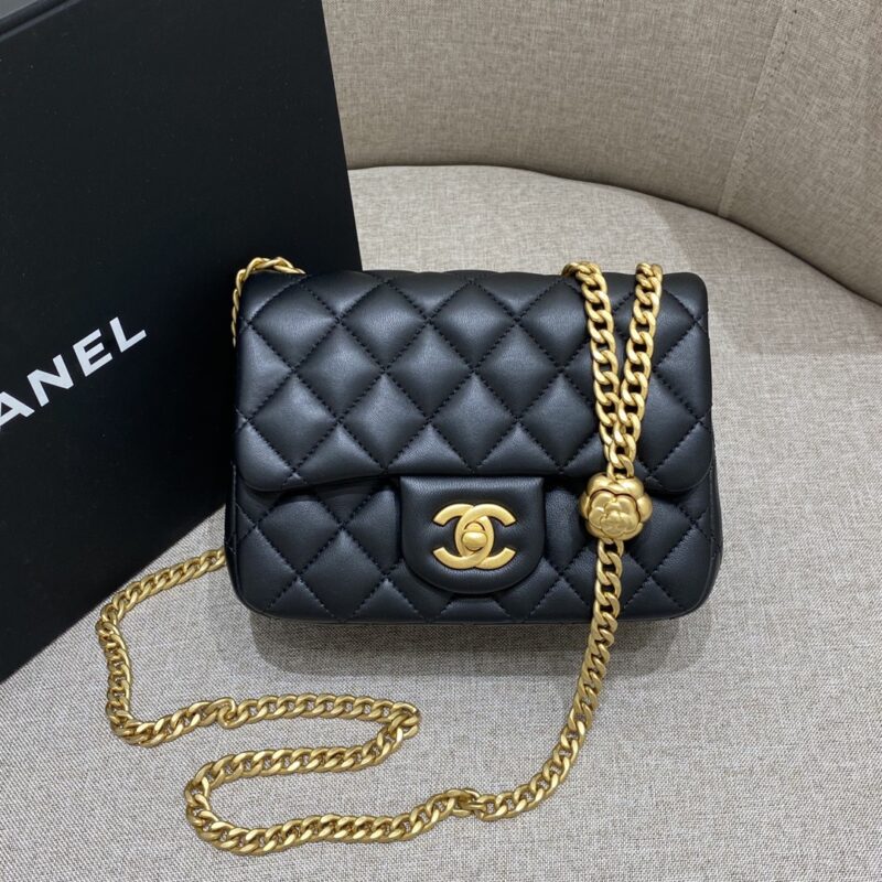 Replica CHANEL 23S Camellia Square Black - elite superclone designer purse