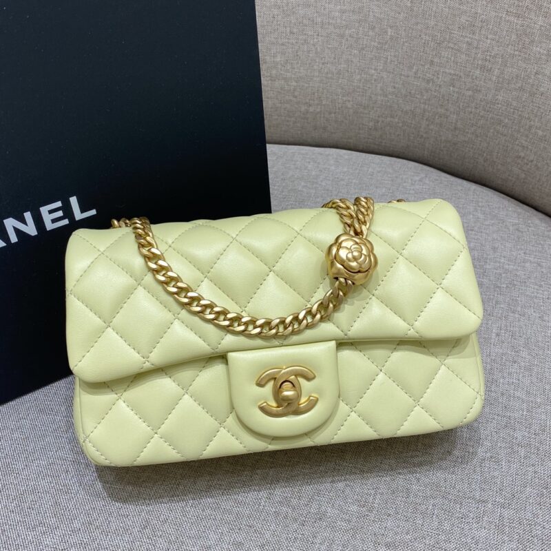 Replica CHANEL Camellia Flap Yellow - top-rated replica designer bag