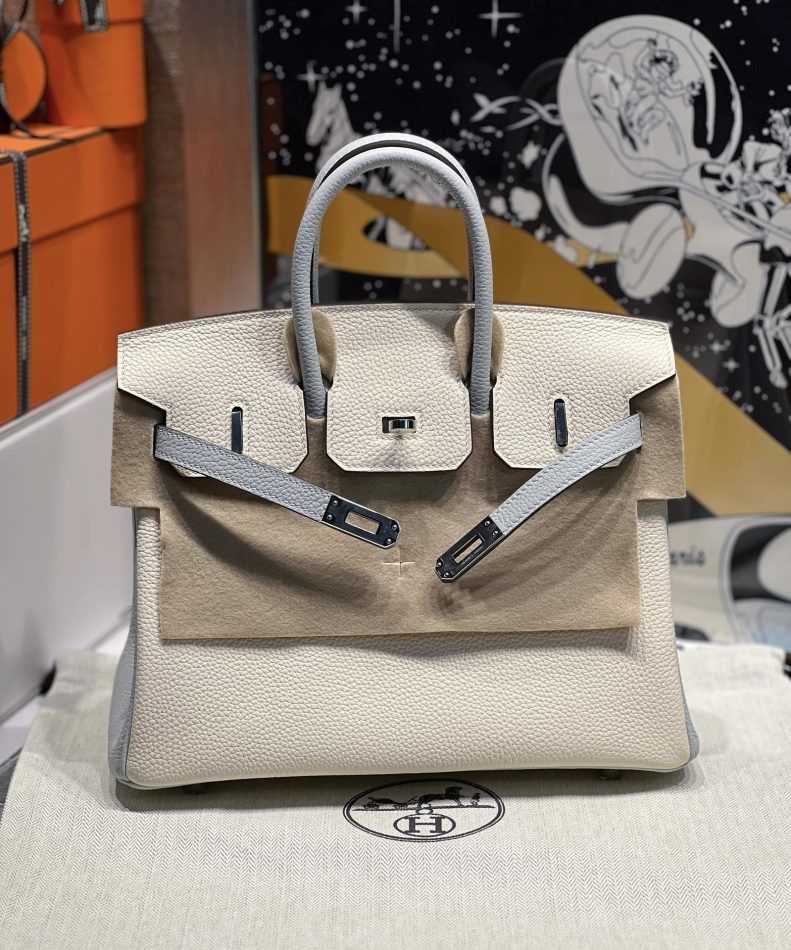 Replica Hermes Top Quality Replica Bag ShopHaze Blue Cream White - realistic designer-inspired fake bag