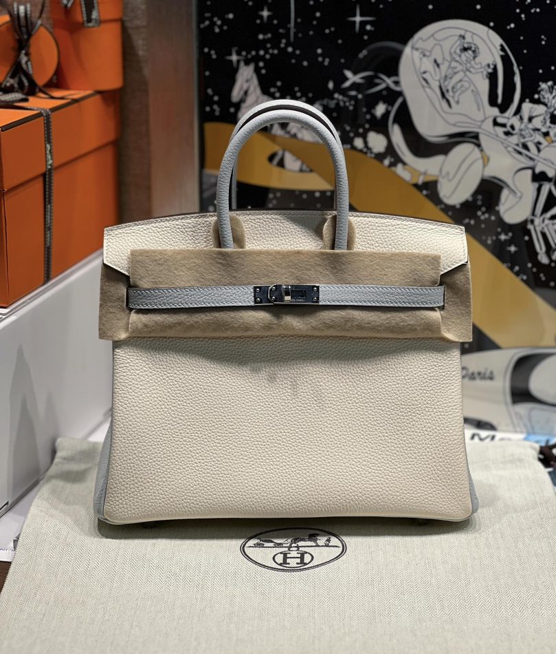 Replica Hermes Top Quality Replica Bag ShopHaze Blue Cream White - high-end fake designer purse