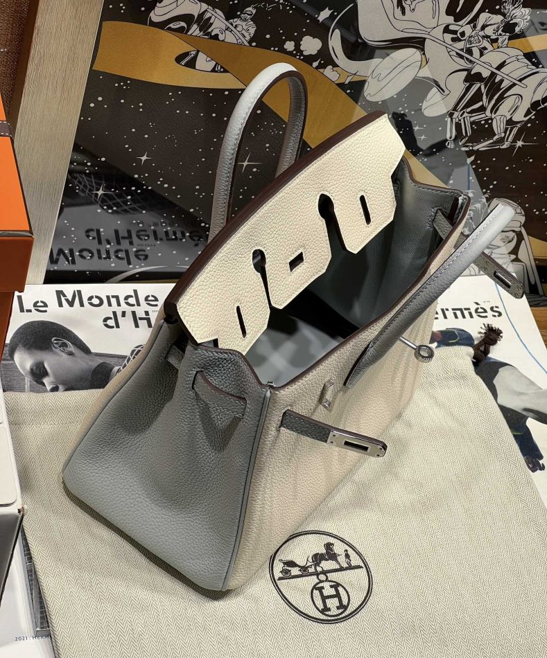 Replica Hermes Top Quality Replica Bag ShopHaze Blue Cream White - 1:1 designer replica handbag