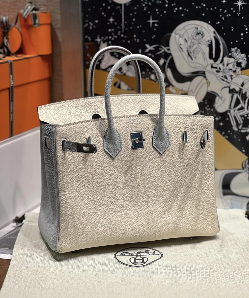 Replica Hermes Top Quality Replica Bag ShopHaze Blue Cream White - top-tier luxury replica shoulder bag