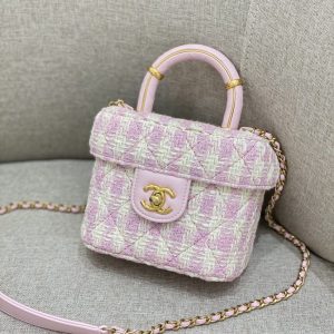 Replica CHANEL Tweed Handle Crush Small Purple - high-accuracy replica luxury purse