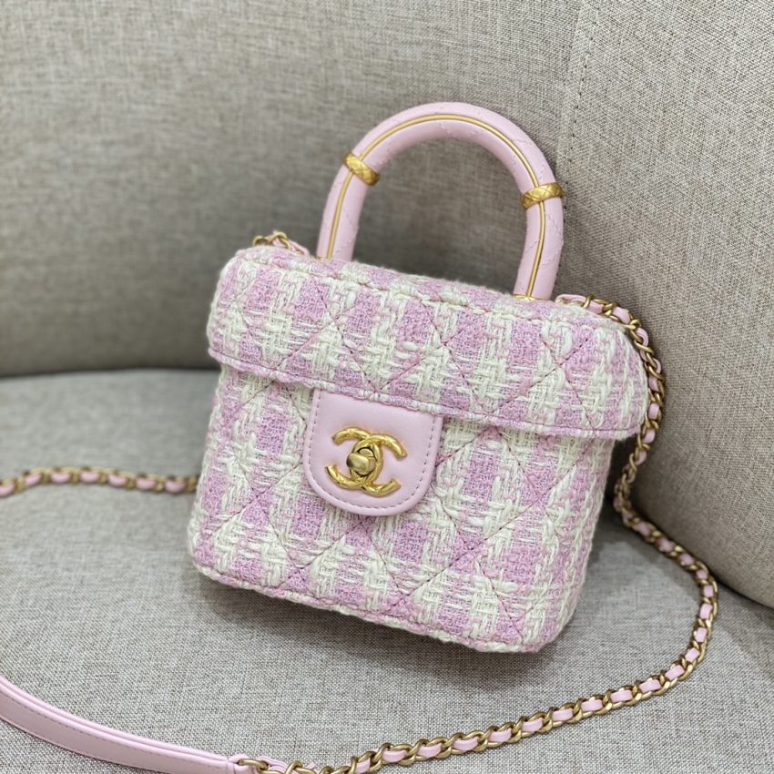 Replica CHANEL Tweed Handle Crush Small Purple - high-accuracy replica luxury purse