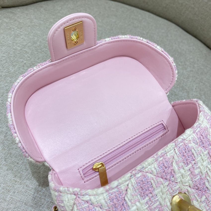 Replica CHANEL Tweed Handle Crush Small Purple - high-quality designer bag clone