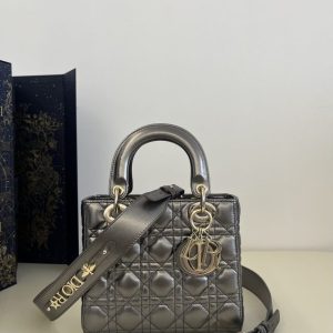 Replica Lady Dior Platinum Metallic ABC - premium 1:1 fake handbag model