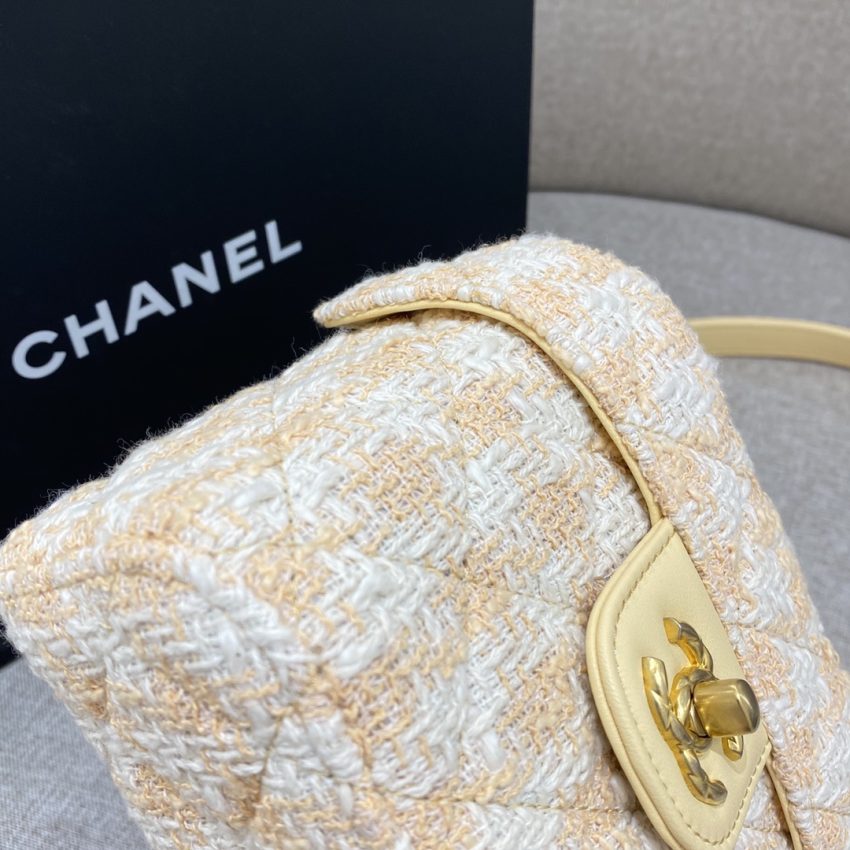 Replica CHANEL Tweed Handle Crush Small Apricot - premium 1:1 fake handbag model