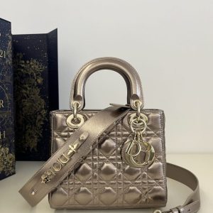 Replica Lady Dior Golden Metallic ABC - near-authentic luxury replica handbag