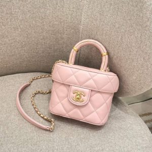 Replica CHANEL Tweed Handle Crush Small Pink - 1:1 designer replica handbag