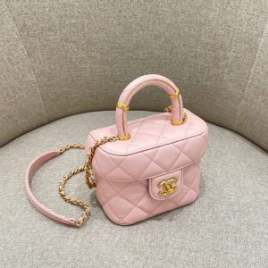 Replica CHANEL Tweed Handle Crush Small Pink - best quality luxury bag dupe