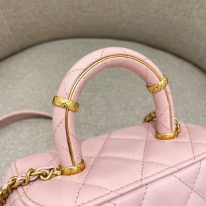 Replica CHANEL Tweed Handle Crush Small Pink - top-tier luxury replica shoulder bag