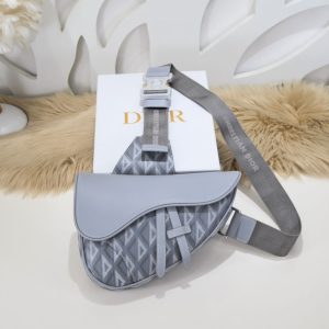 Replica Dior Saddle Bag Diamong Grey - near-authentic luxury replica handbag