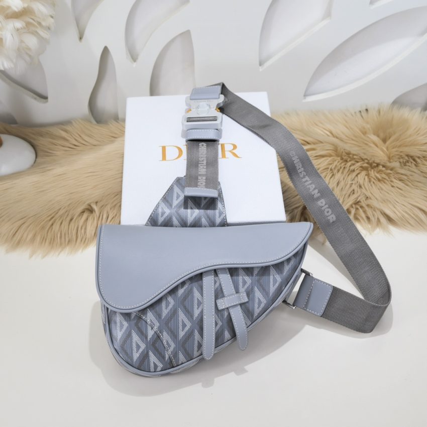 Replica Dior Saddle Bag Diamong Grey - near-authentic luxury replica handbag