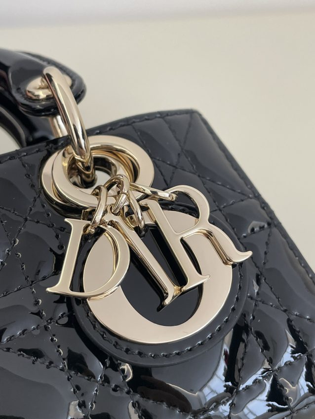 Replica Dior Lady D-Joy Mini Bag Black Patent - authentic-look luxury purse replica