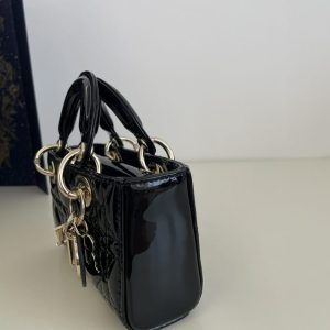 Replica Dior Lady D-Joy Mini Bag Black Patent - premium-grade designer purse dupe