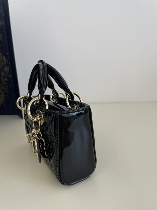 Replica Dior Lady D-Joy Mini Bag Black Patent - premium-grade designer purse dupe