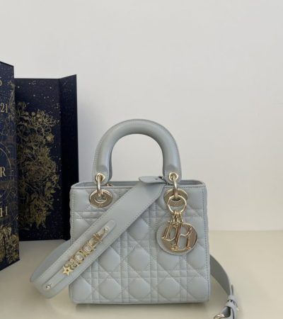Replica Lady Dior Sky Blue ABC - top-tier luxury replica shoulder bag