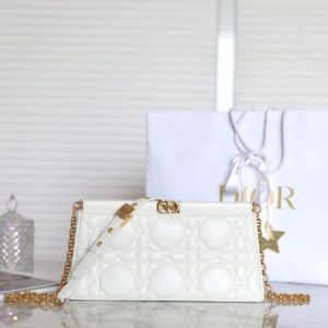 Replica Dior Miss Caro Noire Clutch White - premium 1:1 fake handbag model