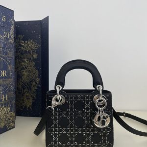Replica Lady Dior Mini Satin Black - premium 1:1 fake handbag model