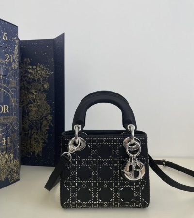 Replica Lady Dior Mini Satin Black - premium 1:1 fake handbag model