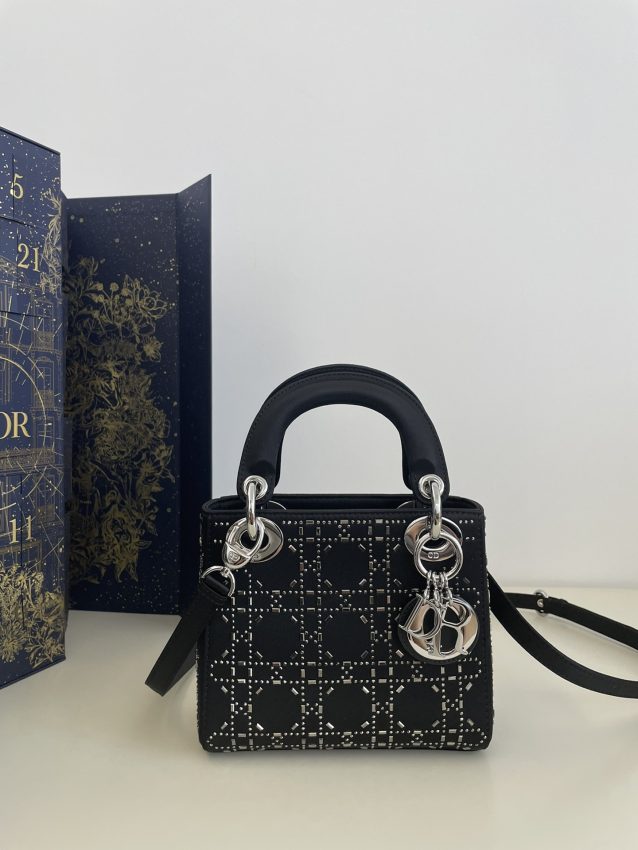 Replica Lady Dior Mini Satin Black - premium 1:1 fake handbag model