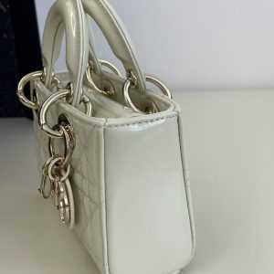 Replica Dior Lady D-Joy Mini Bag White Patent - high-end fake designer purse