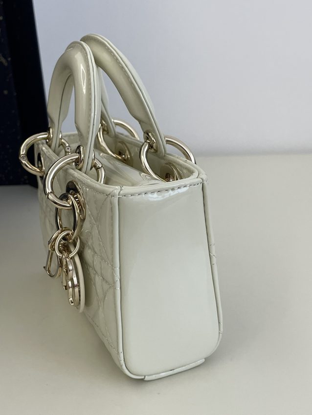 Replica Dior Lady D-Joy Mini Bag White Patent - high-end fake designer purse