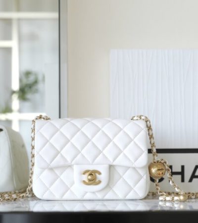 Replica CHANEL CF 20 cm Golden Ball White - premium-grade designer purse dupe