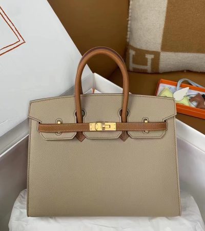 Replica Hermes Top Quality Replica Bag ShopTrench Brown Frosted - high-end fake designer purse