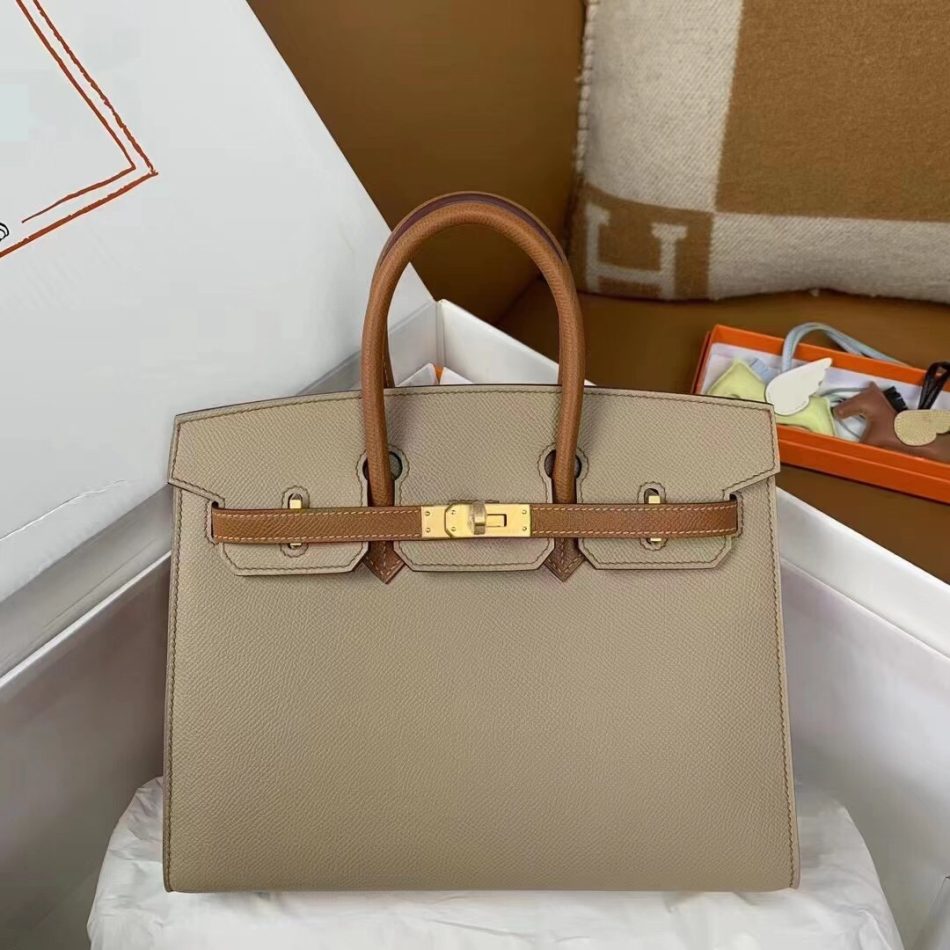 Replica Hermes Top Quality Replica Bag ShopTrench Brown Frosted - high-end fake designer purse