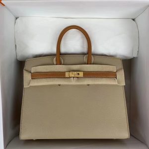 Replica Hermes Top Quality Replica Bag ShopTrench Brown Frosted - near-authentic luxury replica handbag