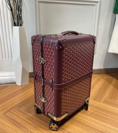 Fake Goyard Bourget Suitcase — Rolling Goyardine Travel Luggage