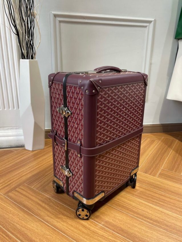 Fake Goyard Bourget Suitcase — Rolling Goyardine Travel Luggage