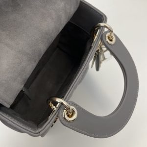 Replica Lady Dior Mini Satin Grey - top-tier luxury replica shoulder bag
