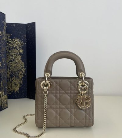 Replica Lady Dior Mini Dark Beige - 1:1 designer replica handbag