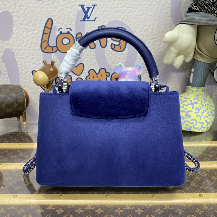 Replica Loius Vuitton Capucines Blue Velvet - top-tier luxury replica shoulder bag