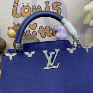 Replica Loius Vuitton Capucines Blue Velvet - best-selling designer handbag dupe