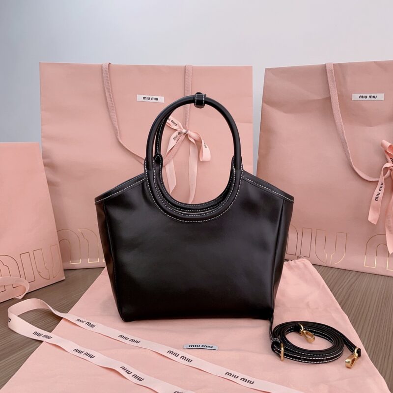 Replica Miu Miu Ivy Small Tote Black - premium 1:1 fake handbag model