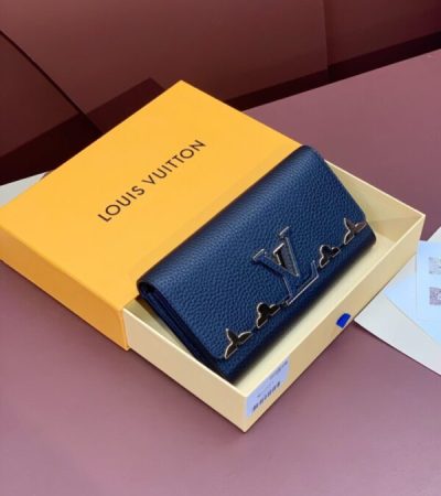 Replica Louis Vuitton Capucines Long Dark Blue - high-end fake designer purse