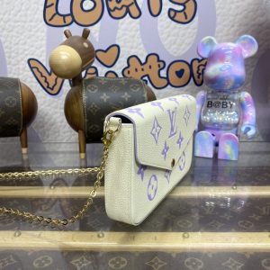 Replica Louis Vuitton Felicie Pochette White Purple - 1:1 designer replica handbag