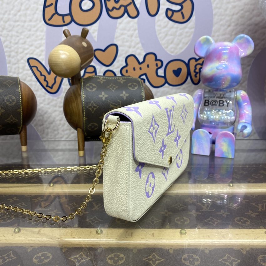 Replica Louis Vuitton Felicie Pochette White Purple - 1:1 designer replica handbag