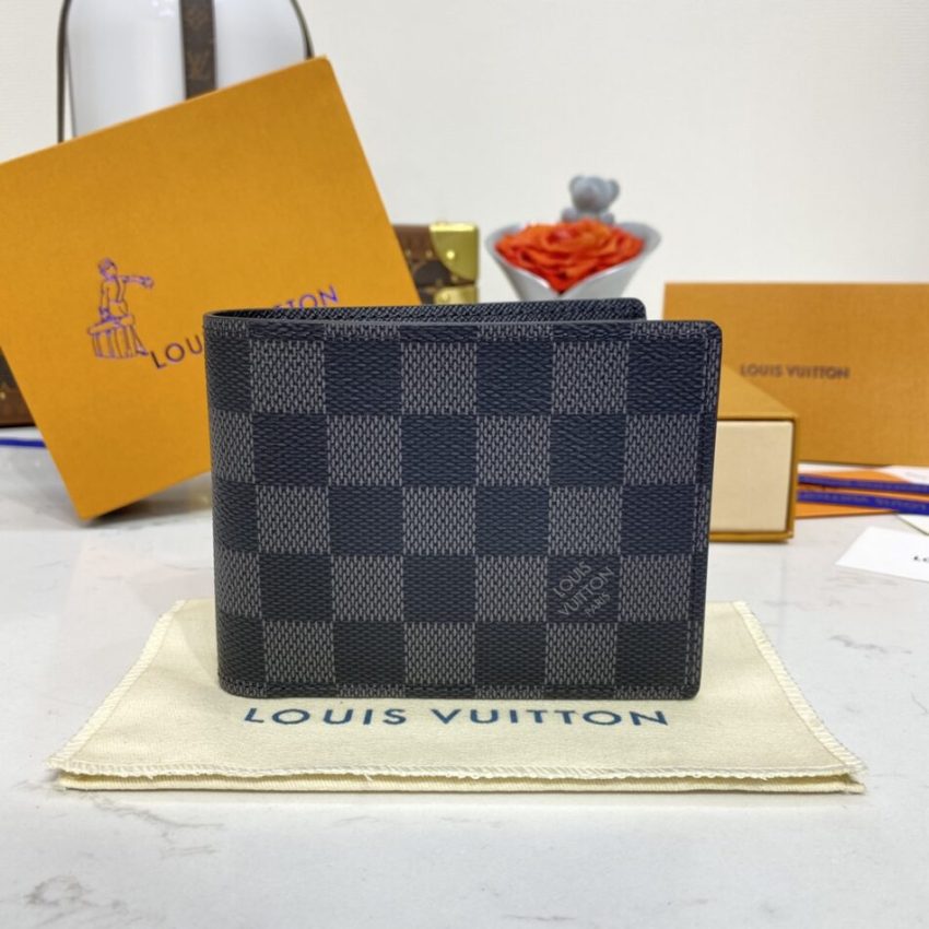 Replica Louis Vuitton Multiple Wallet Black Grid - top-rated replica designer bag
