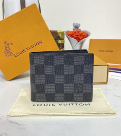Replica Louis Vuitton Slender Wallet Black Grid - premium-grade designer purse dupe