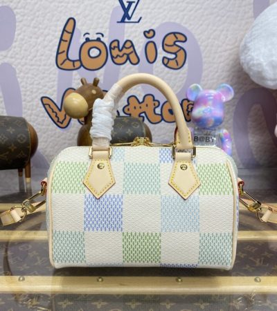 Replica Louis Vuitton Speedy Bandouliere 20 Green Grid - premium 1:1 fake handbag model