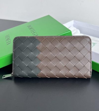 Replica Bottega Veneta Zip Long Wallet Brown&Black - top-tier luxury replica shoulder bag