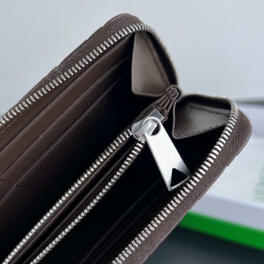 Replica Bottega Veneta Zip Long Wallet Brown&Black - elite superclone designer purse