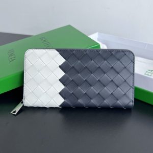 Replica Bottega Veneta Zip Long Wallet White&Blue - high-accuracy replica luxury purse