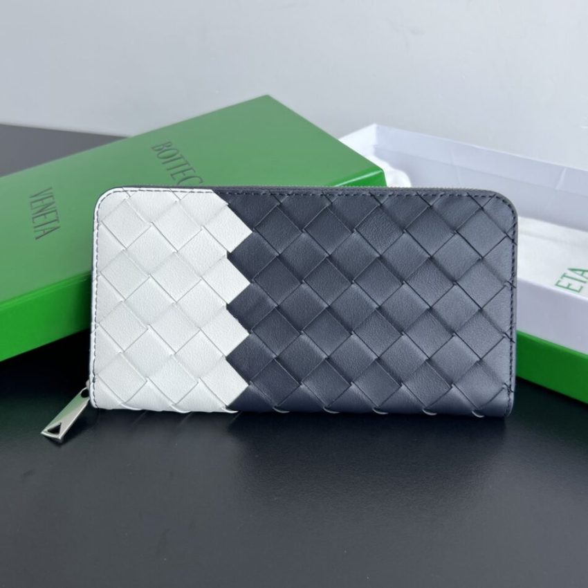 Replica Bottega Veneta Zip Long Wallet White&Blue - high-accuracy replica luxury purse
