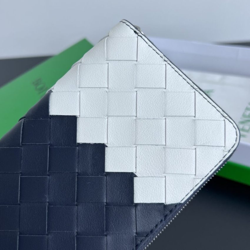 Replica Bottega Veneta Zip Long Wallet White&Blue - elite superclone designer purse