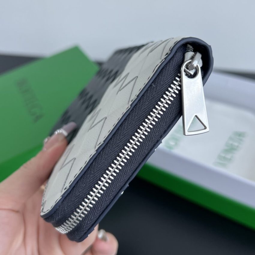 Replica Bottega Veneta Zip Long Wallet White&Blue - premium 1:1 fake handbag model